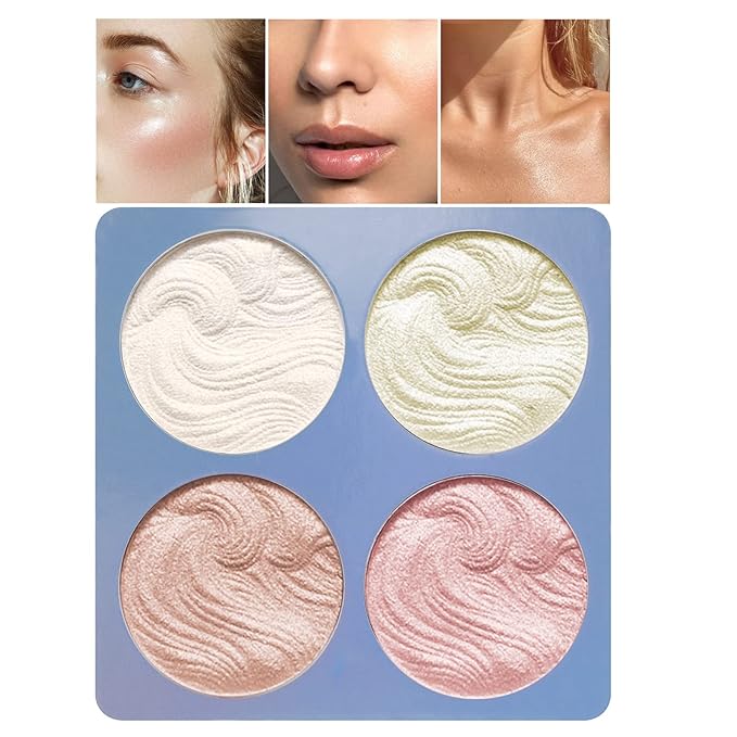 Boobeen Highlighter Makeup Highlighter Palette Powder Shimmer Highlighter Makeup Facial Illuminator Bronzer Palette Waterproof Long Lasting