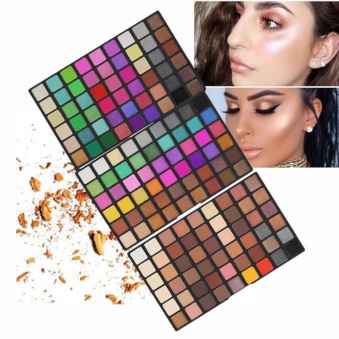 162 Colors Hightlight Eyeshadow Palette Makeup Gift Set, FantasyDay Professional Long Lasting Waterproof Matte Highly Pigments Shiny Shimmers Glitter Makeup Palette Colorful Cosmetic Eye Shadow Pallet