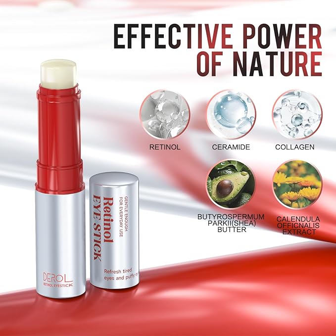 Retinol Eye Cream,Anti Aging Eye Cream, Retinol Eye Stick for Dark Circles and Puffiness Bags Treatment, Eye Balm Instantly Brighten,Under Eye Cream,Eye Cream for Wrinkles,Reduces Fine Lines