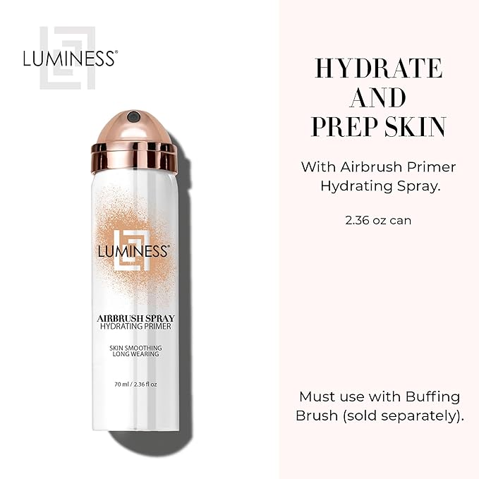 LUMINESS Airbrush Primer Hydrating Spray - Primes, Hydrates and Smooths Skin Texture for The Ultimate Canvas for Foundation Application - Hydrolyzed Silk & Hyaluronic Acid - 1.66oz