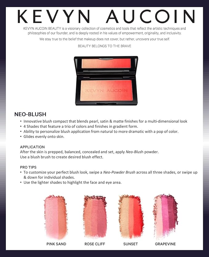 Kevyn Aucoin The Neo-Blush, Sunset: Blush makeup compact. Trio palette of gradient colors. Blends pearl, satin & matte finishes for highlighting cheeks. Personalized looks - natural to pop of color.