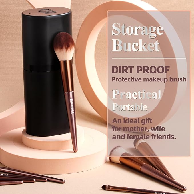 BS-MALL Makeup Brush Set 18 Pcs Premium Synthetic Foundation Powder Concealers Eye shadows Blush Makeup Brushes with black case (B-Brown)