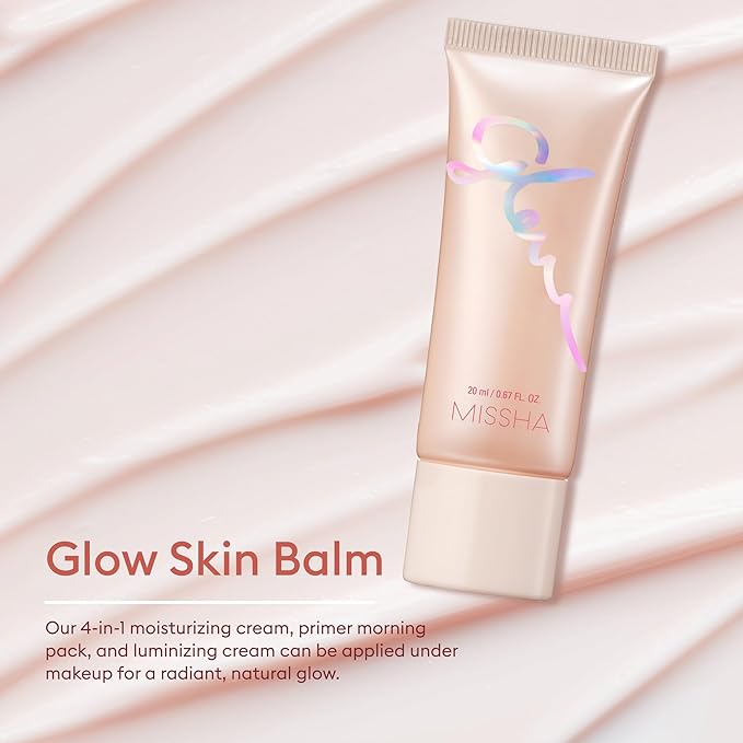 MISSHA Glow Skin Balm 0.68 fl oz/ 20ml, 4-in-1 Primer, Moisturizing Cream, Morning Pack, Luminizing Cream for a Flawless Natural Glow Glass Skin