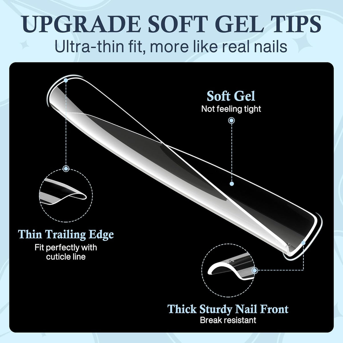XXL Nail Tips Square 504 Pcs 12 Sizes - No C Curve Flat Square Nail Tips Clear 2XL Full Cover Tapered Gel Acrylic Fake Nails Gelly Tips for Nail Extension Nail Art