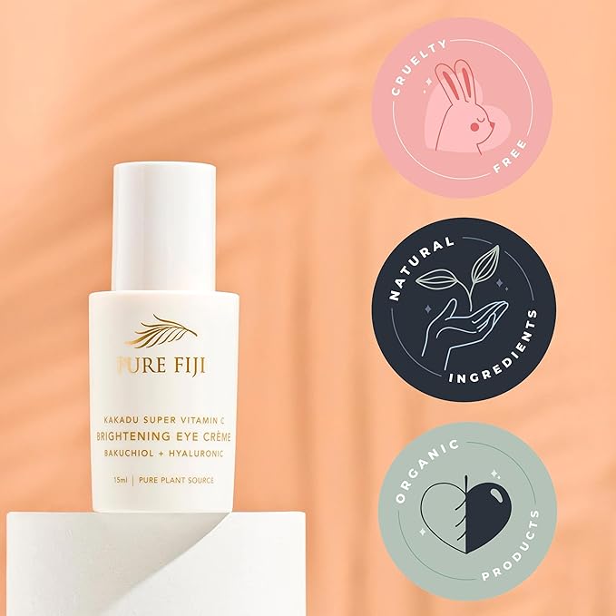 PURE FIJI Eye Cream Vitamin C Brightening Eye Cream, Under Eye Cream for Wrinkles and Bags, Under Eye Cream For Dark Circles, Smoothing & Anti-Aging Skincare (0.5oz/15ml)