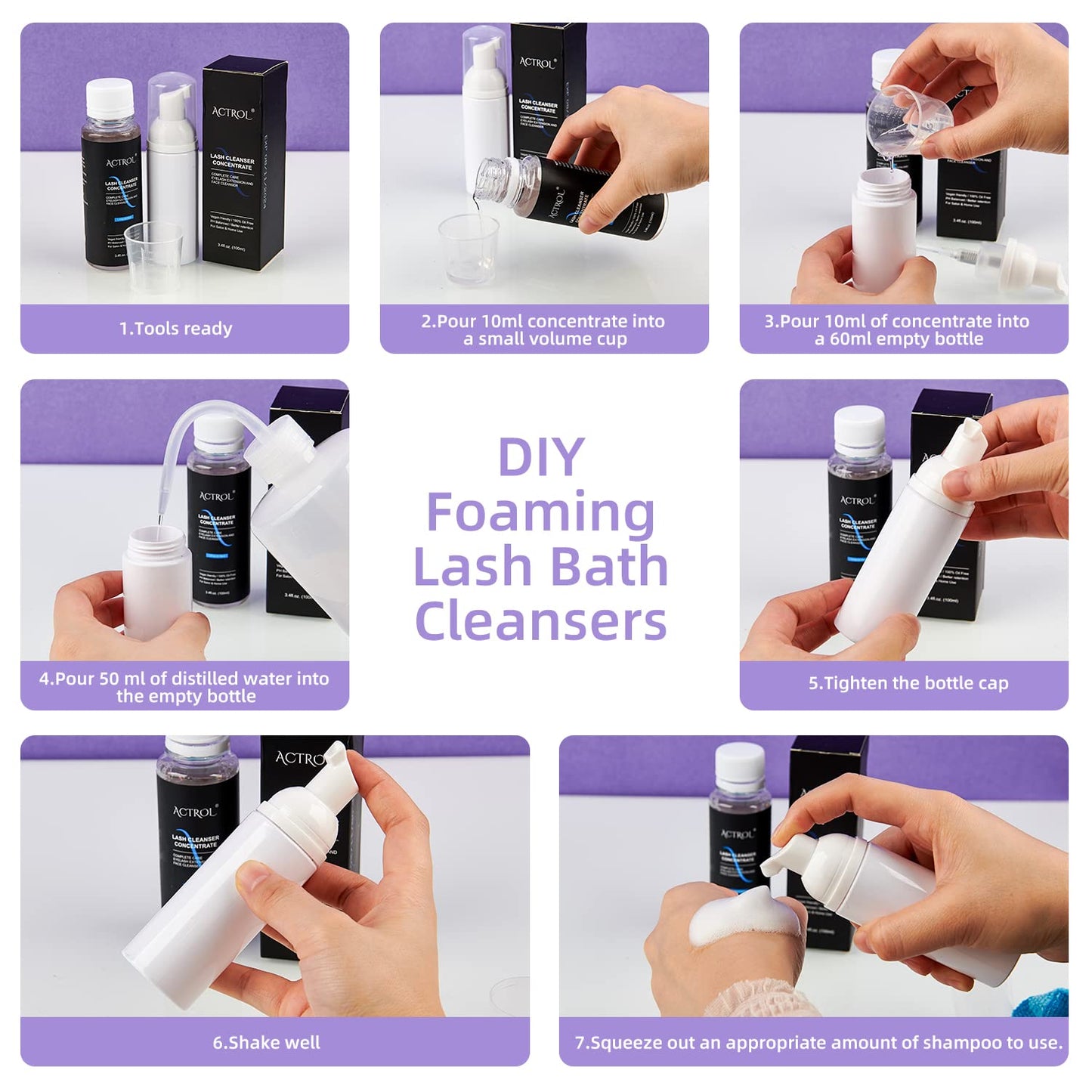 Eyelash Cleanser Concentrate 100ml Bubble Gum Professional Lash Shampoo Foaming Cleanser Lash Wash Concentrate for Extensions Lashes with Salon Home Care-Makes 40 Bottles