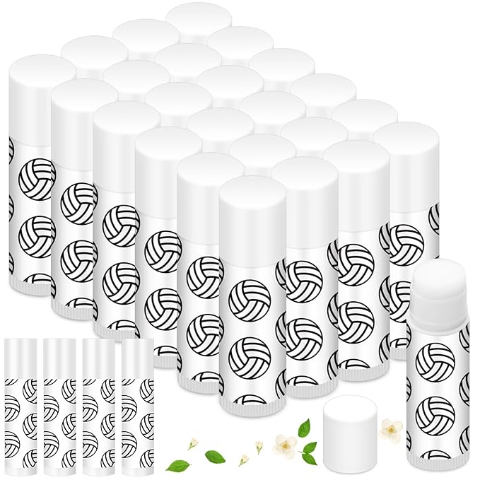 Demissle 24 Pcs Sports Team Gifts Sports Lip Balm Sports Party Favors Sports Theme Lipstick for Team Gifts(Volleyball)