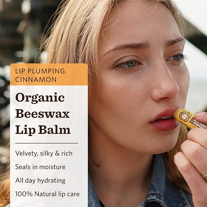 Moon Valley Organics Beeswax Lip Balm for Moisturizing Lips and Cuticles (ZINGY CINNAMON, 4 Count (Pack of 1))