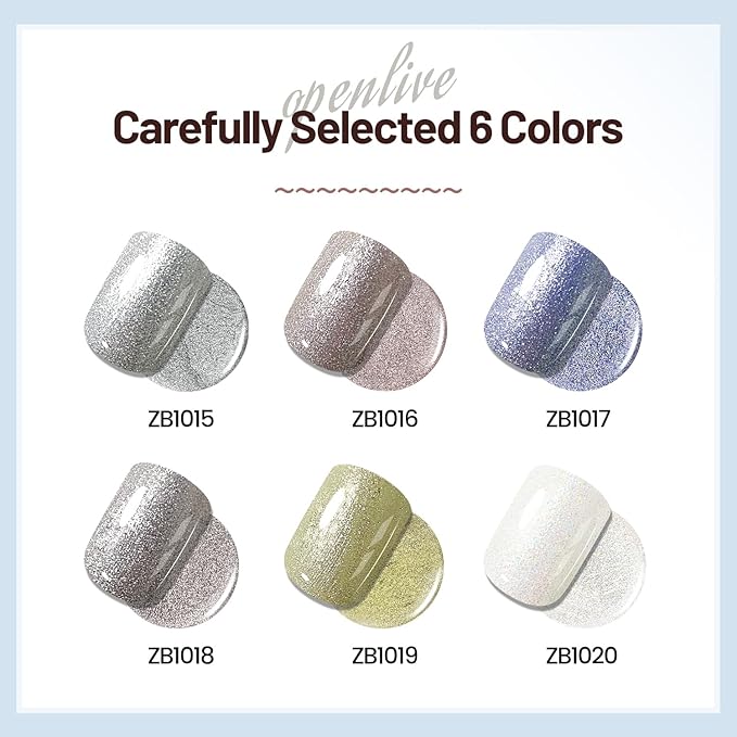 10ml Glitter Nail Polish Set 6 Colors Glitter Effect All Seasons Neutral Color Quick Dry Nail Polish Set for Women Salon DIY Nail Art