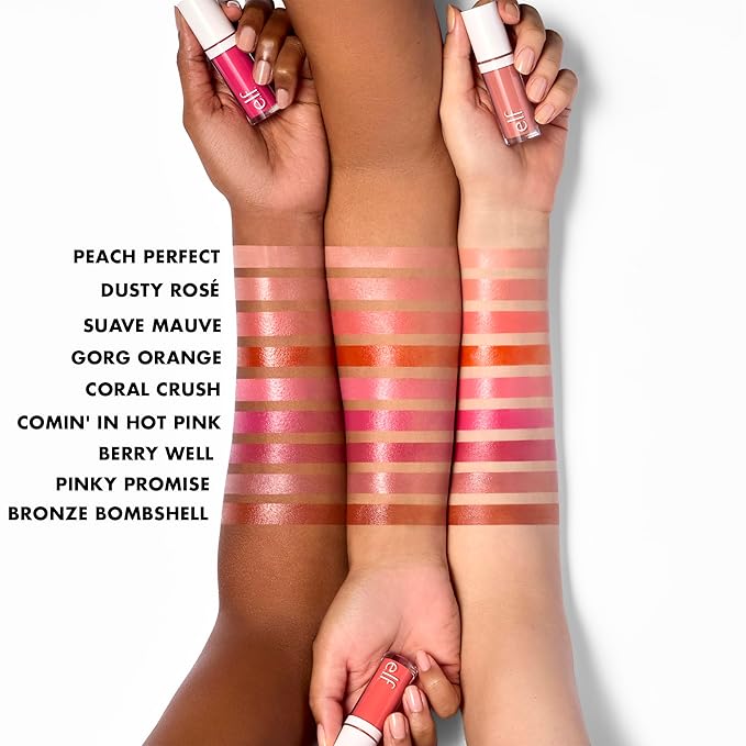 e.l.f. Camo Liquid Blush, Long-lasting Liquid Blush For High-pigment Color, Creates A Soft, Dewy Finish, Vegan & Cruelty-free, Coral Crush