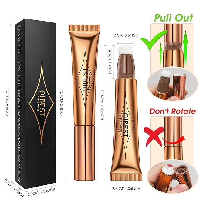 Liquid Highlighter Beauty Wand, Cream Liquid Highlighter Stick with Cushion Applicator, Lightweight Blendable, Long Lasting Silky Cream Highlighter Stick | 5# Highlight Rose Gold