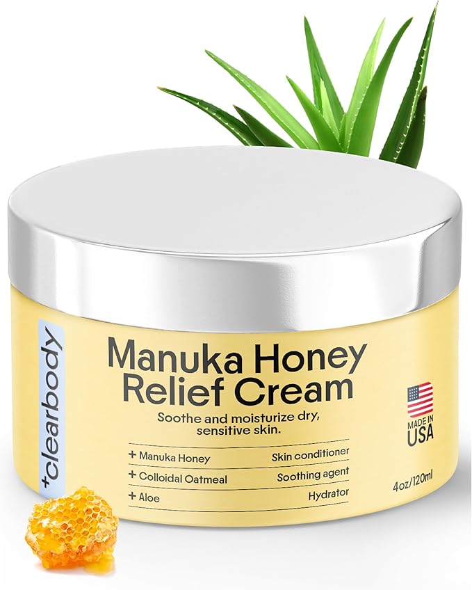 Clearbody Organics Colloidal Oatmeal Eczema Cream with Manuka Honey - 4 oz - Plant-Based Moisturizer & Eczema Ointment for Dry, Itchy Skin Relief