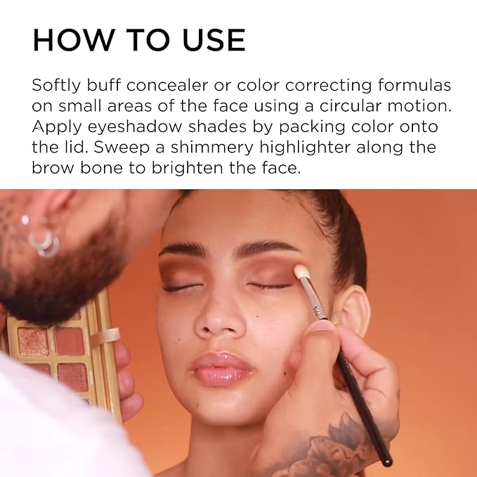 Sigma Beauty Professional E28 Detail Buffer Brush – Professional Eyeshadow Brush for Seamless Cream or Liquid Eyeshadow Blending, Packing on Metallic Shades & Highlighting the Brow Bone (1 Brush)