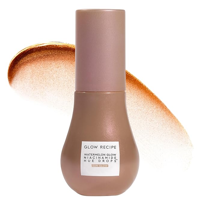 Glow Recipe Hue Drops - Mini Tinted Face Serum - Bronzing Drops to Brighten & Hydrate - Skincare Makeup Primer & Liquid Highlighter to Blur Pores for a Radiant, Even Skin Tone - Sun Glow (15ml)