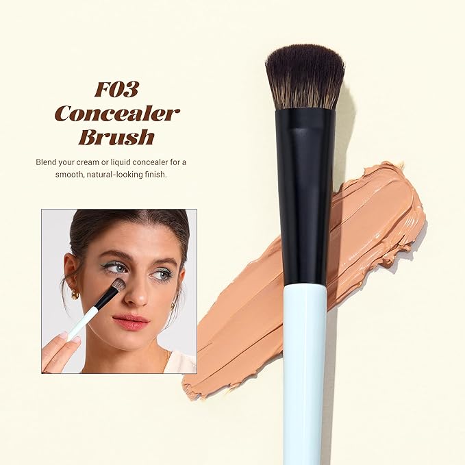 Jessup Face Makeup Brushes with Makeup Sponge, 3pcs Double Ended Makeup Brush for Foundation Contour Blush Highlight and Concealer Brush, Premium Synthetic Brush Set with Gift Box, T510