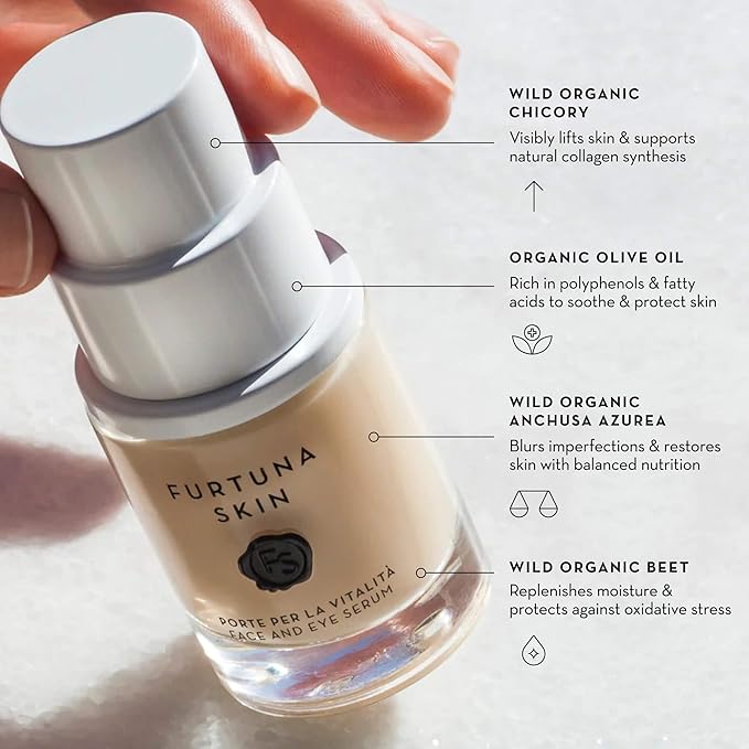 Face & Eye Serum - Dual-Use Formula to Lift, Reduce Puffiness and Even Tone, Wild-Foraged Botanicals, Vegan, Dermatologist Tested, EWG Verified, 15ml