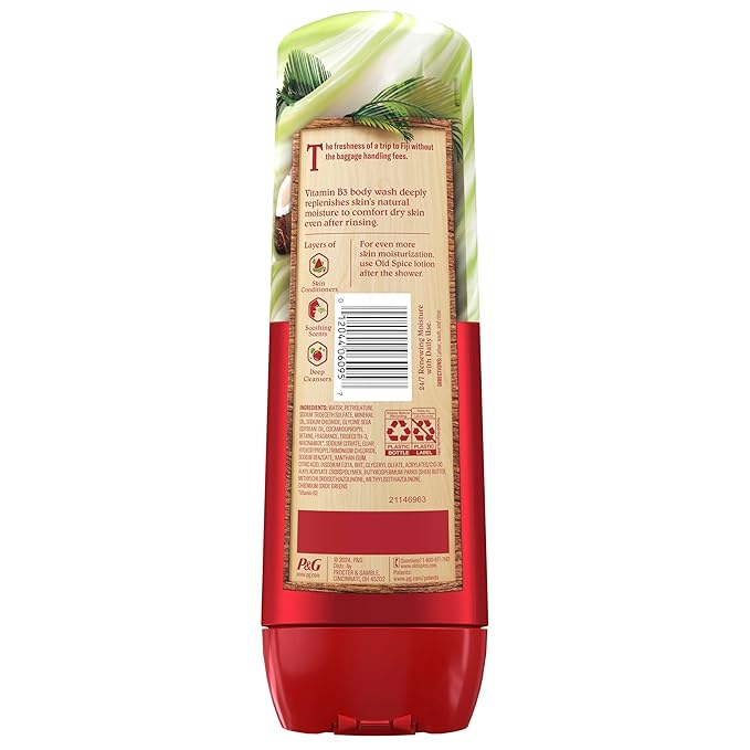 Old Spice Body Wash + Hand & Body Lotion Bundle Pack, 24/7 Moisturizing Freshness, For All Skin Types, Fiji with Palm Tree + Coconut Lasting Scent, 16 oz & 20 oz (Pack of 2)