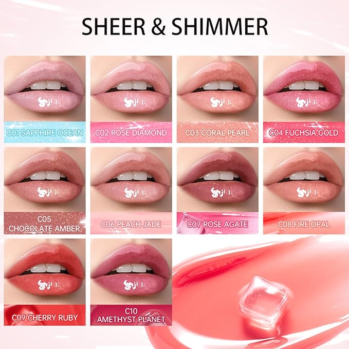 CATKIN Lip Plumper Gloss, Tinted Lip Serum with Hyaluronic Acid & Jojoba Oil, Non-sticky Volumizing Hydrating Formula for a High Shine Maximum 3D Look, Plump & Soft Lips 0.12 Fl Oz-C10 Amethyst Planet
