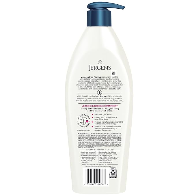 Jergens Skin Firming Body Lotion for Dry to Extra Dry Skin, Skin Tightening Cream with Collagen and Elastin, Hydralucence Blend Formula, 16.8 oz