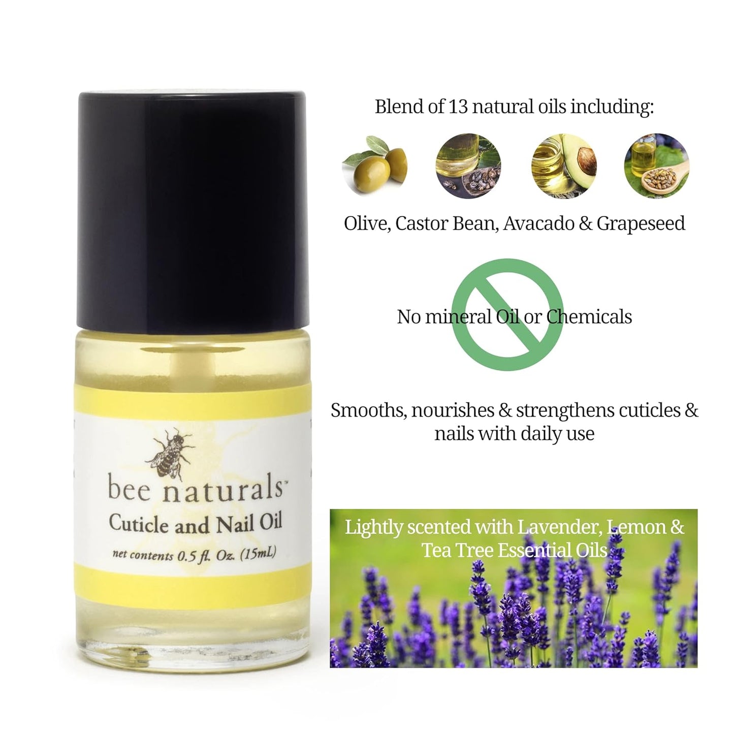 Bee Naturals Natural Nail Care Kit - Natural & Non-Toxic Nail and Cuticle Care Set with Vitamin E - Softens & Protects - Ideal Gift for Repairing Cuticles and Nails