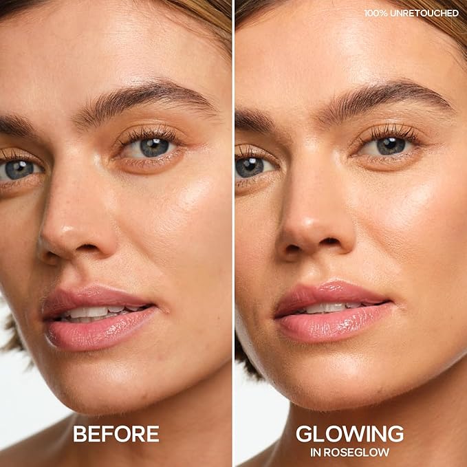 Saie Glowy Super Gel - Hydrating Makeup Primer and Illuminating Glow Serum Enriched with Vitamin C and Squalane Oil - All-Over Liquid Highlighter Makeup for Instant Glass Skin - Roseglow (1 oz)