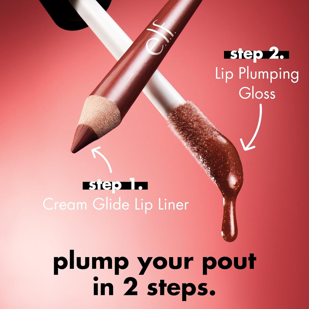 e.l.f. Lip Plumping Gloss, High-Shine Sheer Color, Hydrates & Creates Fuller Lips With Vitamin E, Vegan & Cruelty-Free, Chocolate Glaze, 0.1 Fl Oz