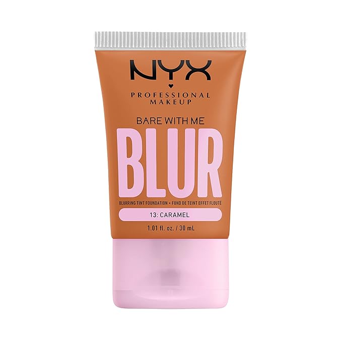 NYX PROFESSIONAL MAKEUP Bare With Me Blur Skin Tint Foundation Make Up with Matcha, Glycerin & Niacinamide - Caramel