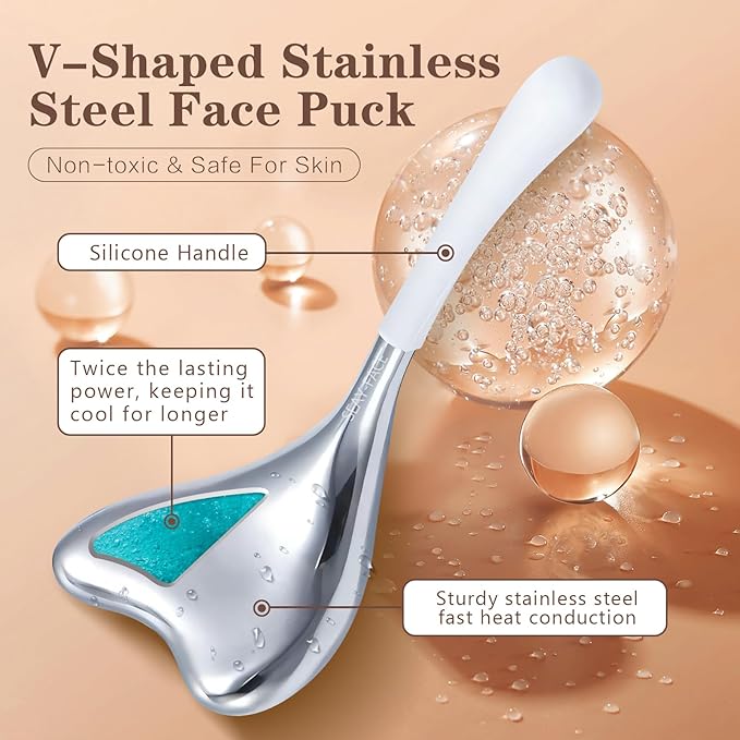 Ice Globes for Face Cryo Sticks Set, Ice Roller Stainless Steel Facial Massage Skin Care Tools for Cooling & Hot Spa