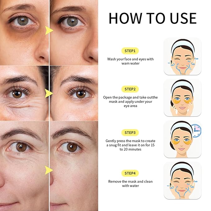 30 Pairs Under Eye Patches for Puffy Eyes, 24k Gold Under Eye Mask, Gel Crystal Collagen Eye Masks for Dark Circles and Puffiness,Travel Eye Patches for Reducing Fine Lines,Moisturizing Skin Care Set