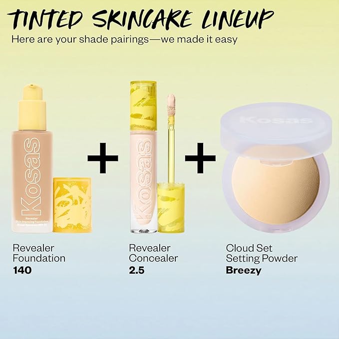 Kosas Revealer Skin-Improving Foundation with SPF 25 Protection - Hydrate, Brighten, Soothe, Plump, Protect Skin - Smoothing Texture, Natural Finish and Clean Formula - Light Neutral 140