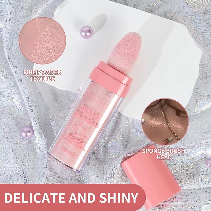 Polvo De Hadas Fairy Dust Highlight Patting Powder - Full Body Contouring and Clavicle Pearlescent Patting Powder for Face and Eye, Christmas Sparkling Body Glitter Powder (#03 Golden brown)