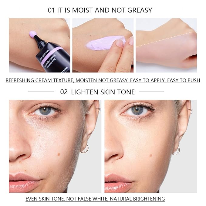 MAEPEOR Moisturizing Face Primer 4 Colors Long Lasting Matte Face Primer For Neutralizing Uneven Skin Tones & Brightening Complexion (02 Green)