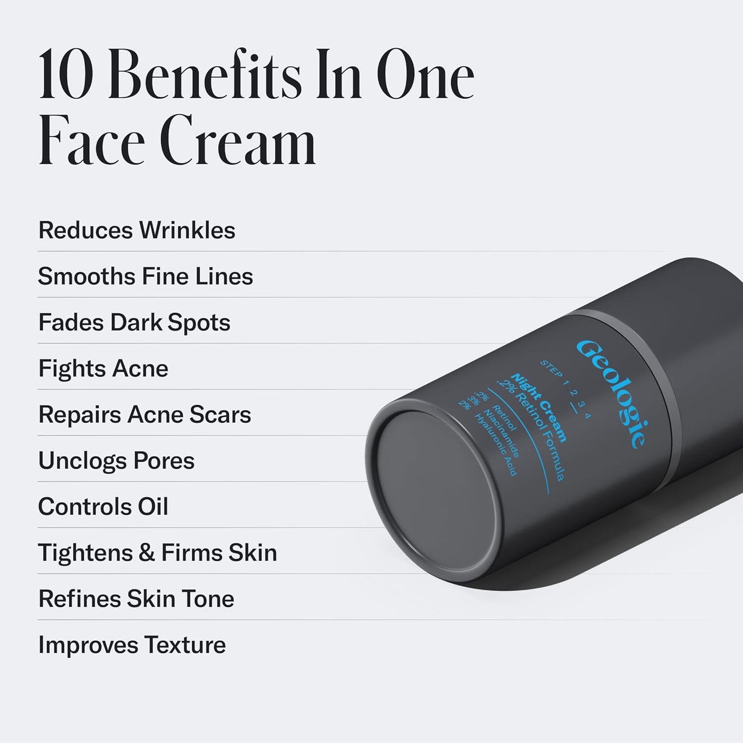 Geologie Retinol Anti-Aging Face Cream for Sensitive Skin | Beginner-Friendly .1% Retinol Formula | Effective Results | Reduces Wrinkles | For Men & Women