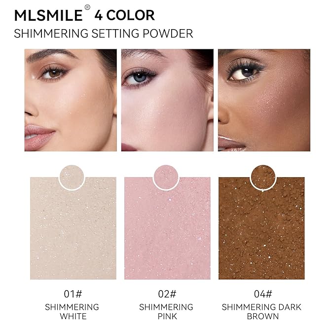 AKARY Dark Brown Translucent Setting Powder, Shimmer Finishing Powder Oil Control for Long Lasting Makeup, Lightweight Loose Powder Waterproof Makes Skin Downy, Blurring Powder for Deep Tones, 04
