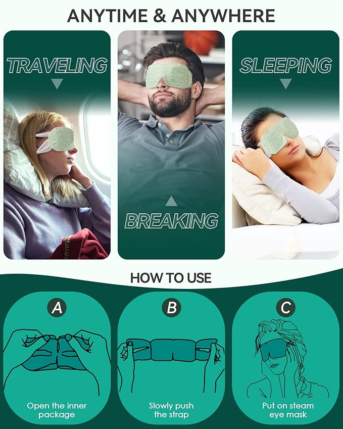 ProCIV 30 Packs Unscented Steam Eye Mask for Dry Eye, Self Heating Moist Heated Eye Mask for Dark Circles and Puffiness Disposable Warming Eye Mask for Soothing Headache Relieve Eye Fatigue Sleep Mask