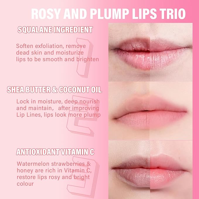 3 Pcs Honey Lip Balm, Bee Lip Balm Honey Pot,Moisturizing Lip Mask Overnight,Hydrate Repair Prevent Dry Cracked Lip Care (Honey+Strawberry+Watermelon)