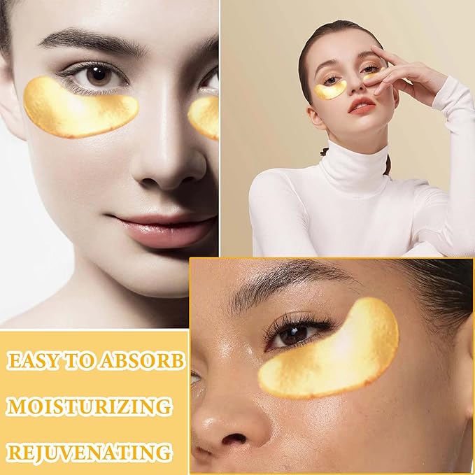30 Pairs 24K Gold Eye Pads Under Eye Mask,Collagen Crystal Under Eye Patches Moisturizing Eye Gel Pads,Under Eye Masks for Wrinkles,Puffy Eyes & Dark Circles,Eye Patch for Beauty Eye Care