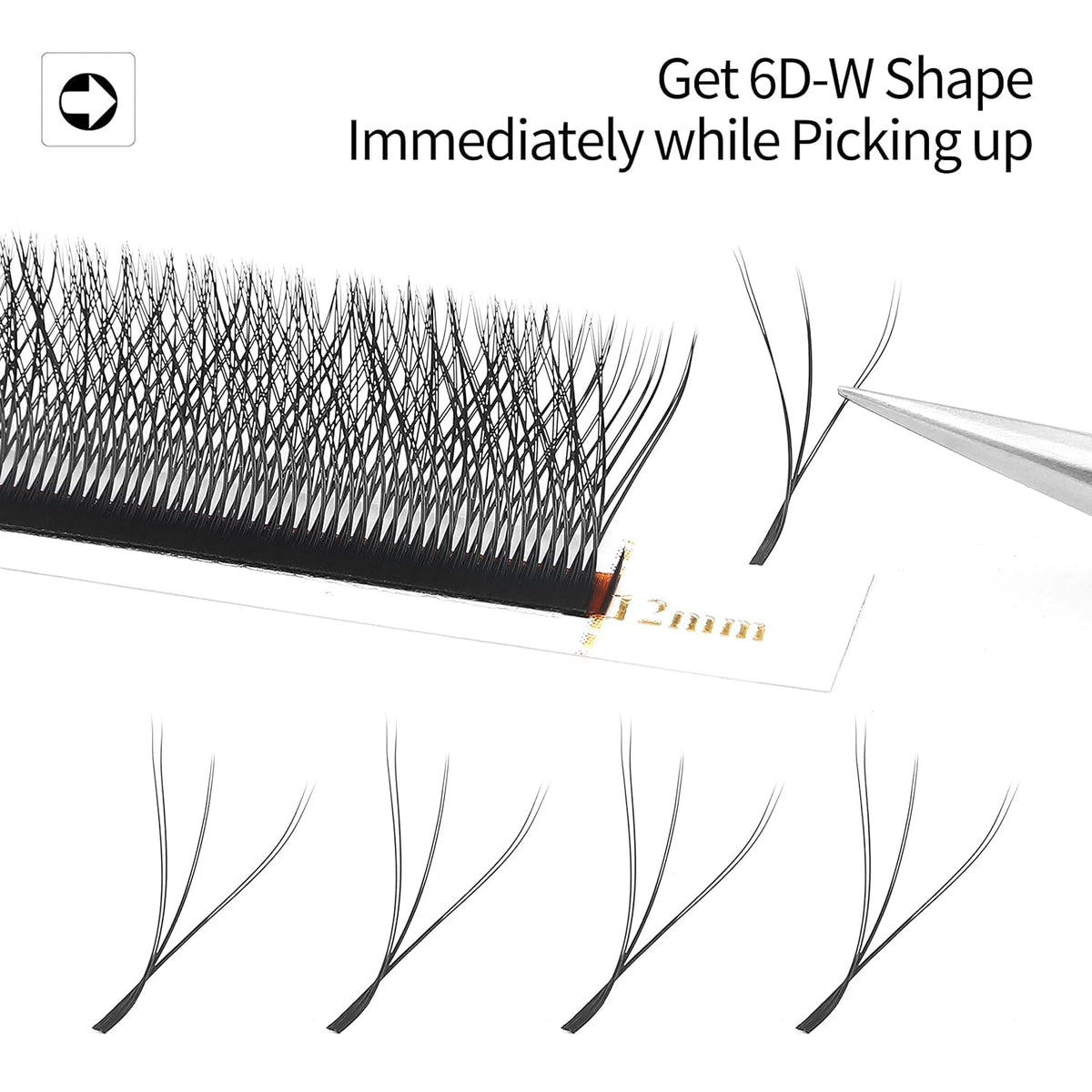 Lash Extensions Double Tips 3D Eyelash Extensions W Shape 0.07mm Thickness C Curl Mix 8-15mm Premade Fans Easy Fan Volume Matte Black Crisscross Eyelashes(W-3D-Double Tips-0.07-C,8-15mm Mix)