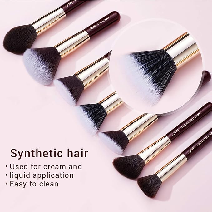 Jessup Makeup Brushes Set Professional Makeup Brush Eyeshadow Blending Powder Foundation Blusher Concealer 25pcs with Cosmetics Storage Box, Zinfandel T285