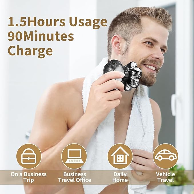 Head Shavers for Bald Men: 5-in-1 Electric Razor - IPX7 Waterproof Shaving Grooming Kit for Balder - Turbo Speed & Precision Blades (Gray Black)