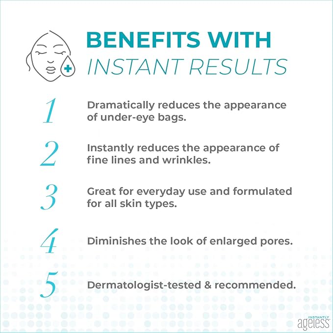 Instantly Ageless Facelift - Instant Eye Bag Remover Puffiness - 10 Vials - Instant Under Eye Bags Remover - Wrinkle Tightener - Instant Wrinkle Remover for Face Instant Lift