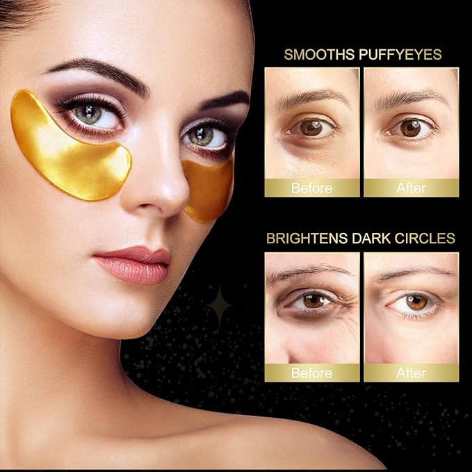 Under Eye Mask,20 pairs 24K Collagen Eye Pads,Under Eye Patches Skincare for Anti Aging,Anti Wrinkle,Reducing Eye Puffiness,Dark Circles