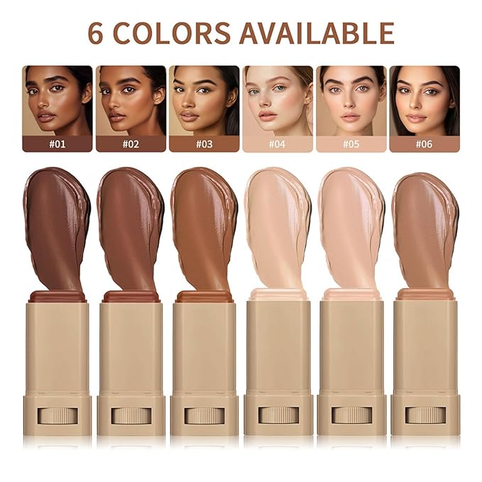 Multi-Use Foundation Stick Beauty Balm Serum Boosted Skin Tint, On-The-Go Tinted Solid Serum, Lightweight and Buildable Creamy Skin Tint Stick Makeup, Natural Finish(04#)