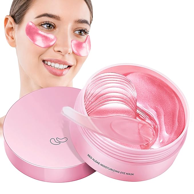 60pcs Under Eye Mask, Pink Collagen Under Eye Patches for Puffy Eyes & Dark Circles Treatments, Reduce Under Eye Bags Smooth Wrinkles, Lighthen Fine Lines, Moisturizing Under Eye Masks