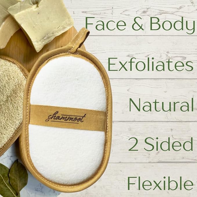 Natural Loofah Exfoliating Body Scrubber – Jordanian Natural Loofah Sponge Exfoliates Face & Body for Healthier Skin – 2-Sided Lufas for Men & Women – Body Wash Scrubber (Pack of 1)
