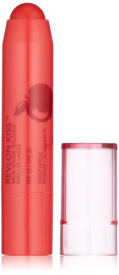Revlon Lip Balm, Kiss Tinted Lip Balm, Face Makeup With Lasting Hydration, SPF 20, Infused With Natural Fruit Oils, 030 Crisp Apple, 0.09 Oz