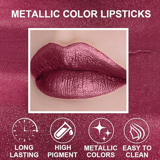 12Pcs Liquid Lipstick Makeup Set, Shades with 4Pcs Metallic Color Lipstick, 4Pcs Hydrating Lip Oil and 4Pcs Longwear Waterproof Matte Lipstick Gift Kit for Women (SET C)
