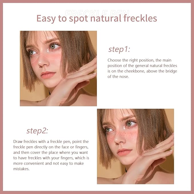 Freckle Pen 3 Colors Waterproof Long Lasting Quick Dry Small Spot Natural Like Face Freckle Makeup Pen, Dark Brown, Light Brown and Grey, Upgrade Design