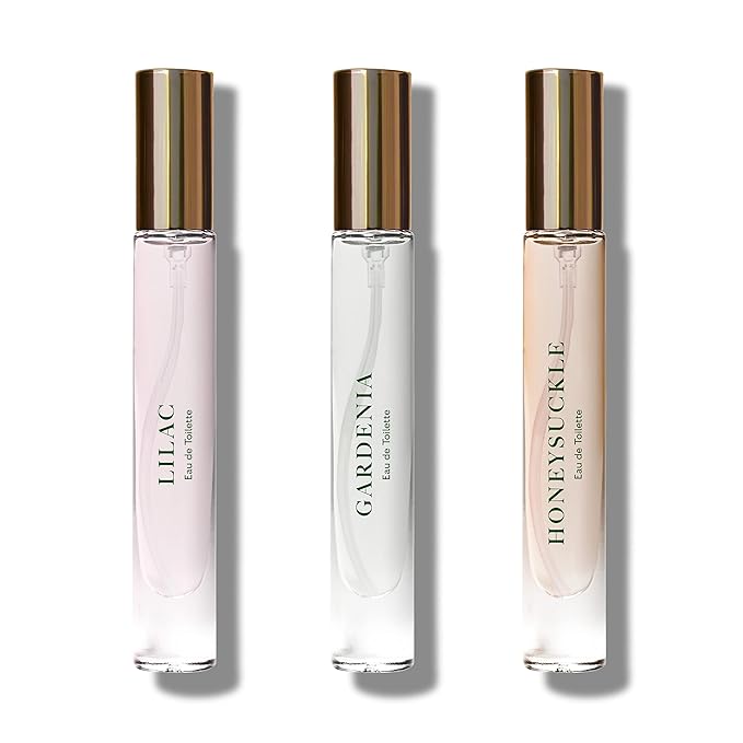 Caswell-Massey Floral Trio Discovery Set, Includes Gardenia, Lilac & Honeysuckle, Discover the Beauty of Botanicals, Travel Size Perfume Set, Perfume for Women, 0.25 Fl Oz Each