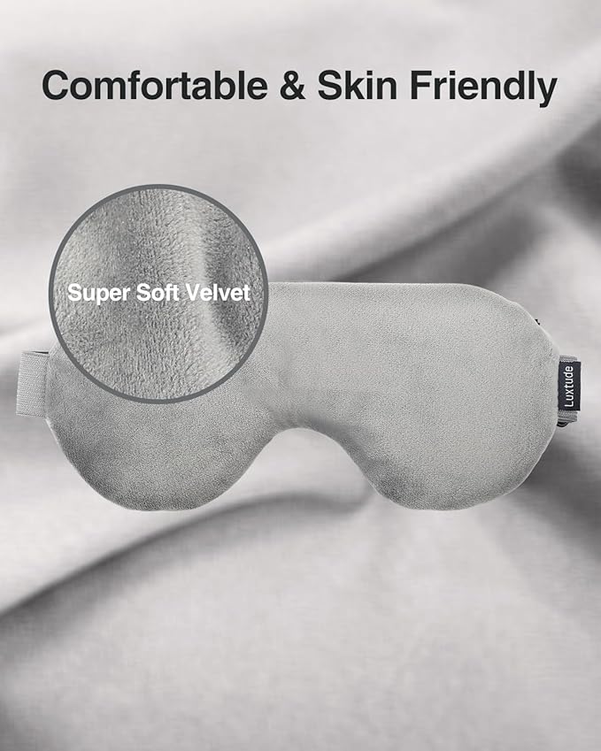Luxtude Heated Eye Masks for Dry Eyes with Flaxseed & Lavender, Microwave Warm Eye Compress Moist Heat, Weighted Eye Mask for Sleeping, Hot Stye Eye Compress for Puffy Eyes, Dark Circles (Gray)